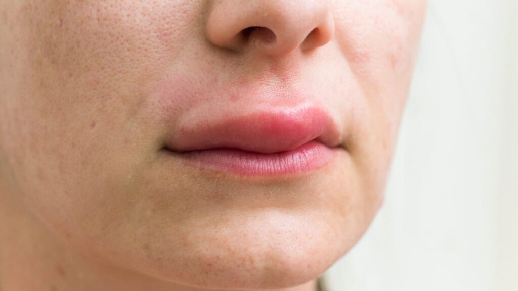 Acquired angioedema symptoms showing facial and skin swelling